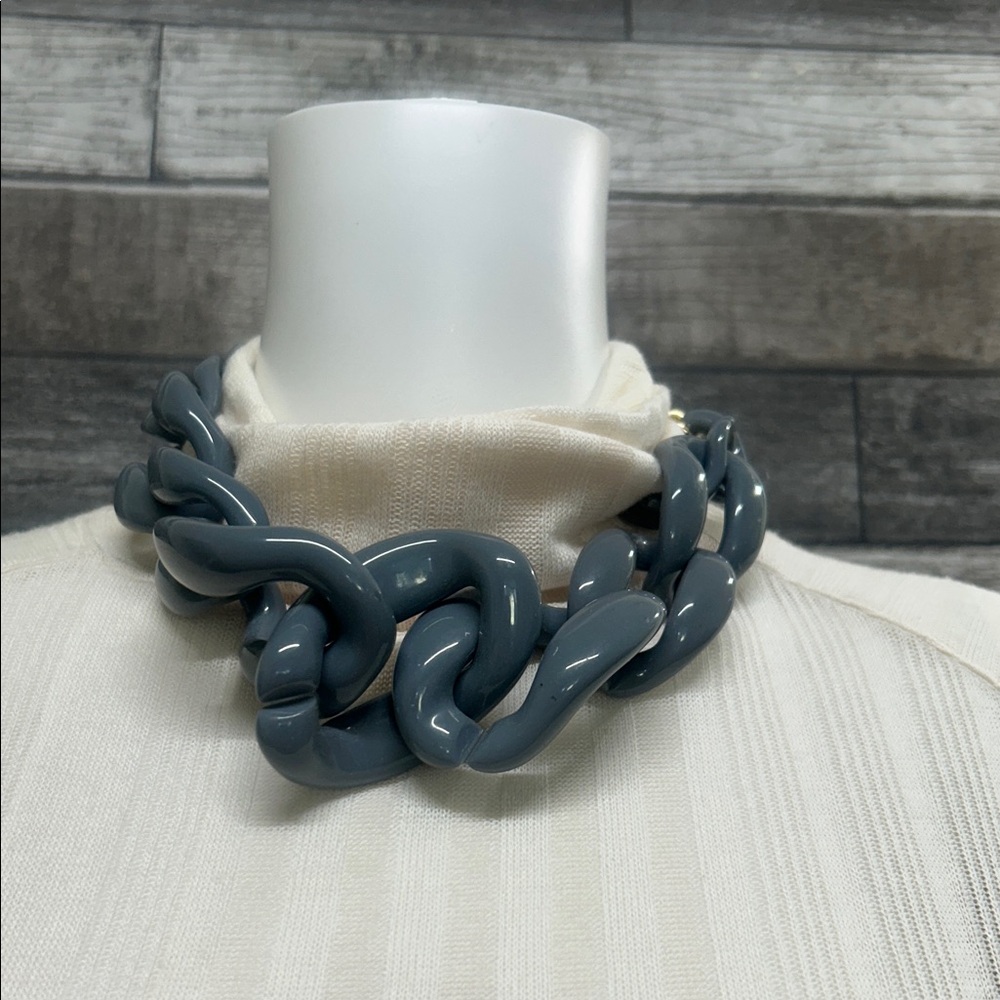 Chunky Gray Plastic Chain Statement Necklace